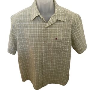 QUIKSILVER Green Plaid Collared Short Sleeve Shirr Men M Medium